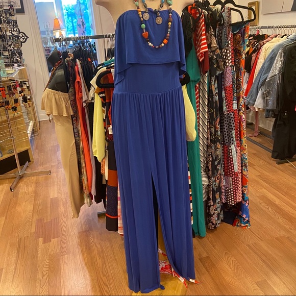 GS Love Blue Off Shoulder High Split Maxi Dress - Picture 6 of 7